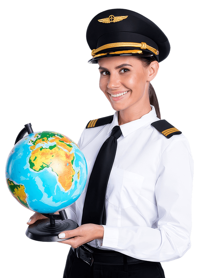 PlanningCharts smiling uniformed pilot presenting news.