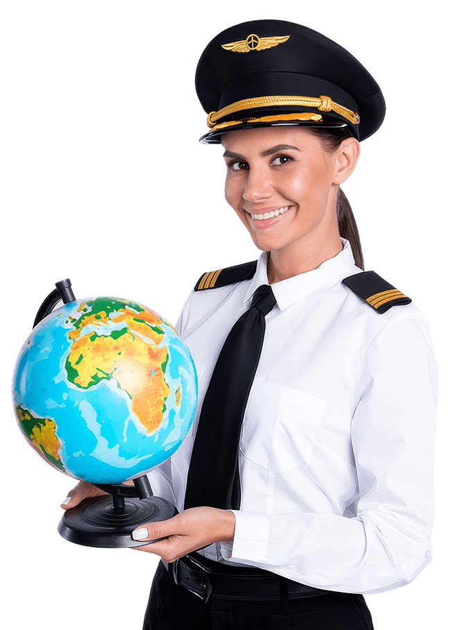 PlanningCharts smiling uniformed pilot presenting PlanningCharts news.