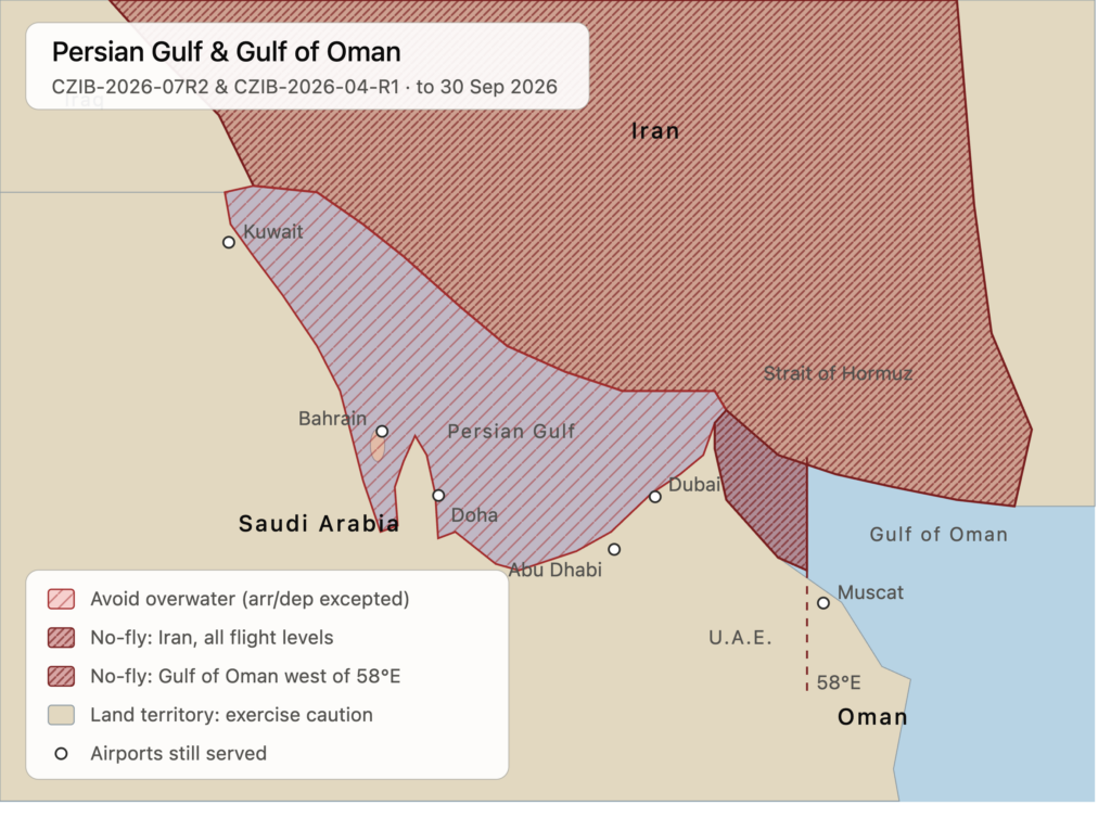 EASA Eases Gulf Restrictions — But The Water Is Still Off Limits - PlanningCharts